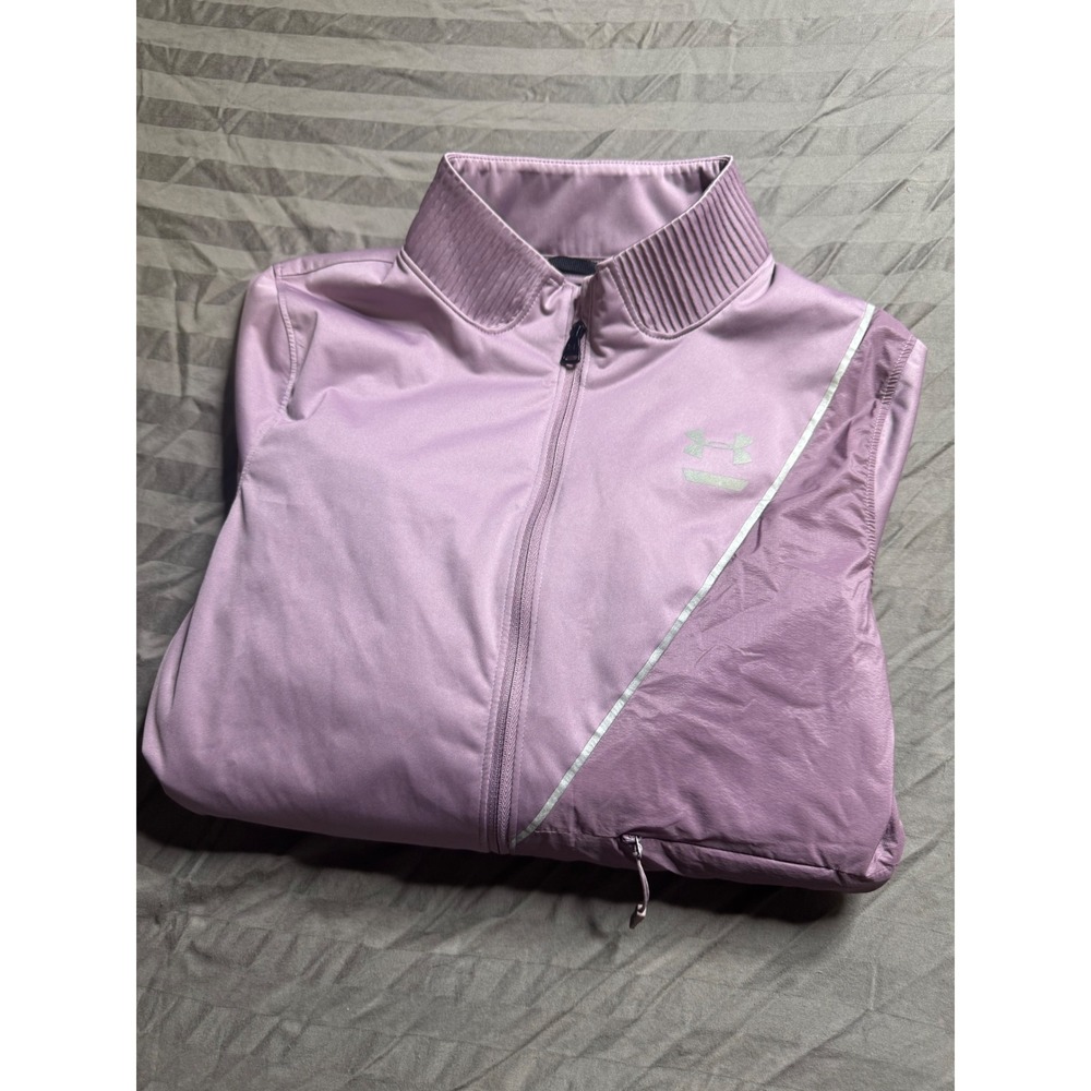 Under Armour Womens HeatGear Full Zip Running Jacket Purple‎ Small Reflective